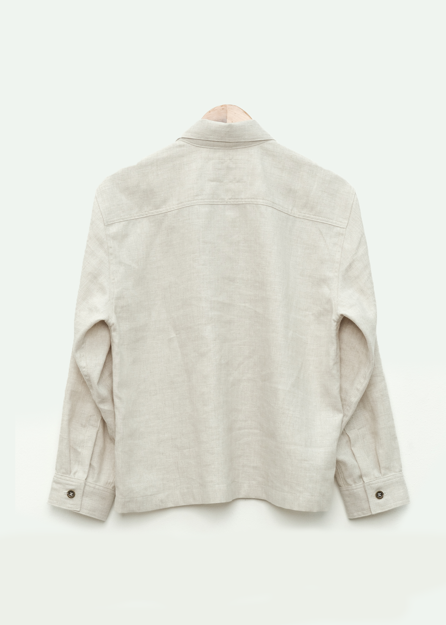 medium weight linen pullover shirt on a white background